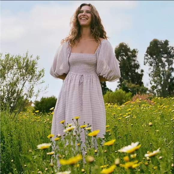 Christy Dawn Dresses & Skirts - Christy Dawn Katrina Gingham Puff Sleeve Smocked Dress Cottagecore Prairie S